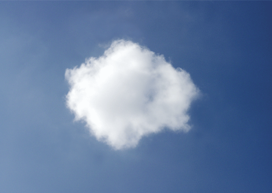 Darstellung des lentikularen Morphing-Effektes indem sich eine runde Wolke in eine herzförmige Wolke verwandelt.